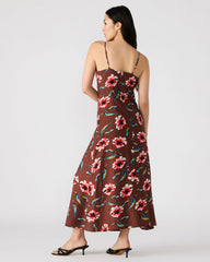 MONROE Brown Floral Print Flowy Maxi Dress