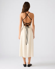 RIYAN Natural Women's Flowy Strappy Crossback Maxi Dress