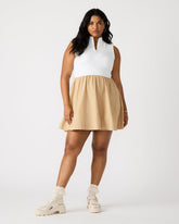 LYON Taupe Women's Collared Sleeveless Flowy Dress