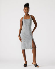 GIA Light Grey Women's Denim Midi Dress