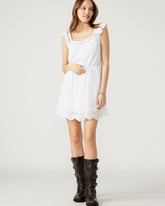 ASTRA Dress White | Women's Eyelet Trim Mini Dress