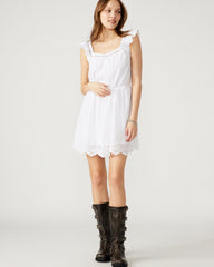 ASTRA Dress White | Women's Eyelet Trim Mini Dress