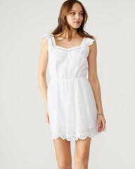 ASTRA Dress White | Women's Eyelet Trim Mini Dress