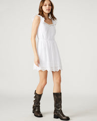 ASTRA Dress White | Women's Eyelet Trim Mini Dress