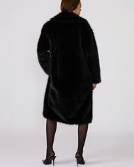LARKIN Black Long-Sleeved Faux Fur Women's Coat