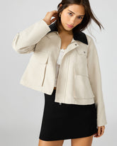 JUSTINA Barn Oatmeal Long-Sleeved Button-Up Women's Jacket