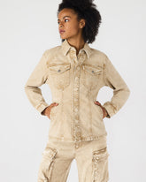 PARC Cafe Au Lait Long-Sleeved Button-Up Denim Women's Jacket