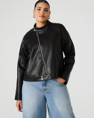 JETT Black Long-Sleeved Faux Leather Zip-Up Women's Jacket