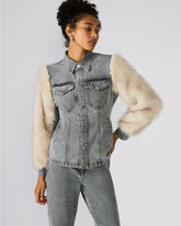 PARKER Fog Faux Fur Long-Sleeved Button-Up Denim Women's Jacket