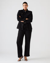 PARC Black Crystal Rhinestone Embellished Long-Sleeved Button-Up Denim Women's Jacket