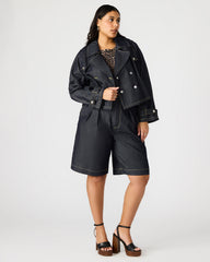SIRUS Indigo Women's Cropped Denim Trench Coat