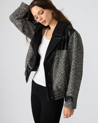 MERCEDES Black Multi Long-Sleeved Button-Up Faux Leather Women's Coat