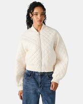 DARLA Ivory Long-Sleeved Zip-Up Quilted Women's Jacket