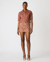 BLU Rust Short-Sleeved Denim Button-Up Women's Jacket