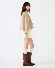 DEEDEE Tan Long-Sleeved Button-Up Collared Women's Jacket