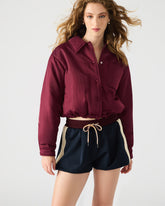 SELMA Wine Long-Sleeved Puffer Button-Up Women's Jacket