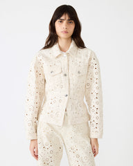 HENRIETTA Sea Mist Long-Sleeved Button-Up Eyelet Women's Jacket