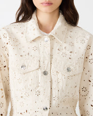 HENRIETTA Sea Mist Long-Sleeved Button-Up Eyelet Women's Jacket
