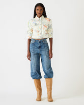 RALEIGH Vintage Ivory Long-Sleeved Button-Up Denim Women's Jacket