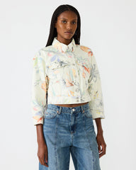 RALEIGH Vintage Ivory Long-Sleeved Button-Up Denim Women's Jacket