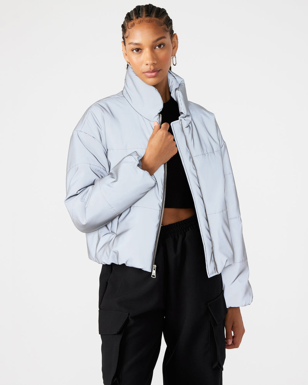 POLAR Jacket Silver | Women's Reflective Nylon Puffer Jacket