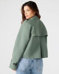 SIRUS Light Green Women's Cropped Denim Trench Coat