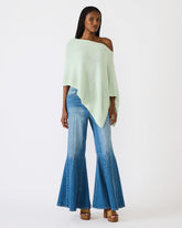 CHANNING Bay Green Asymmetrical Knit Poncho Women's Top