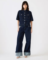 ELIANA Bijou Blue Short-Sleeved Button-Up Denim Women's Top