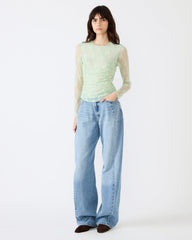 LUMA Bay Green Long-Sleeved Mesh Lace Women's Top