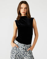 NIKOLA Black Women's Mock Neck Velvet Bodysuit