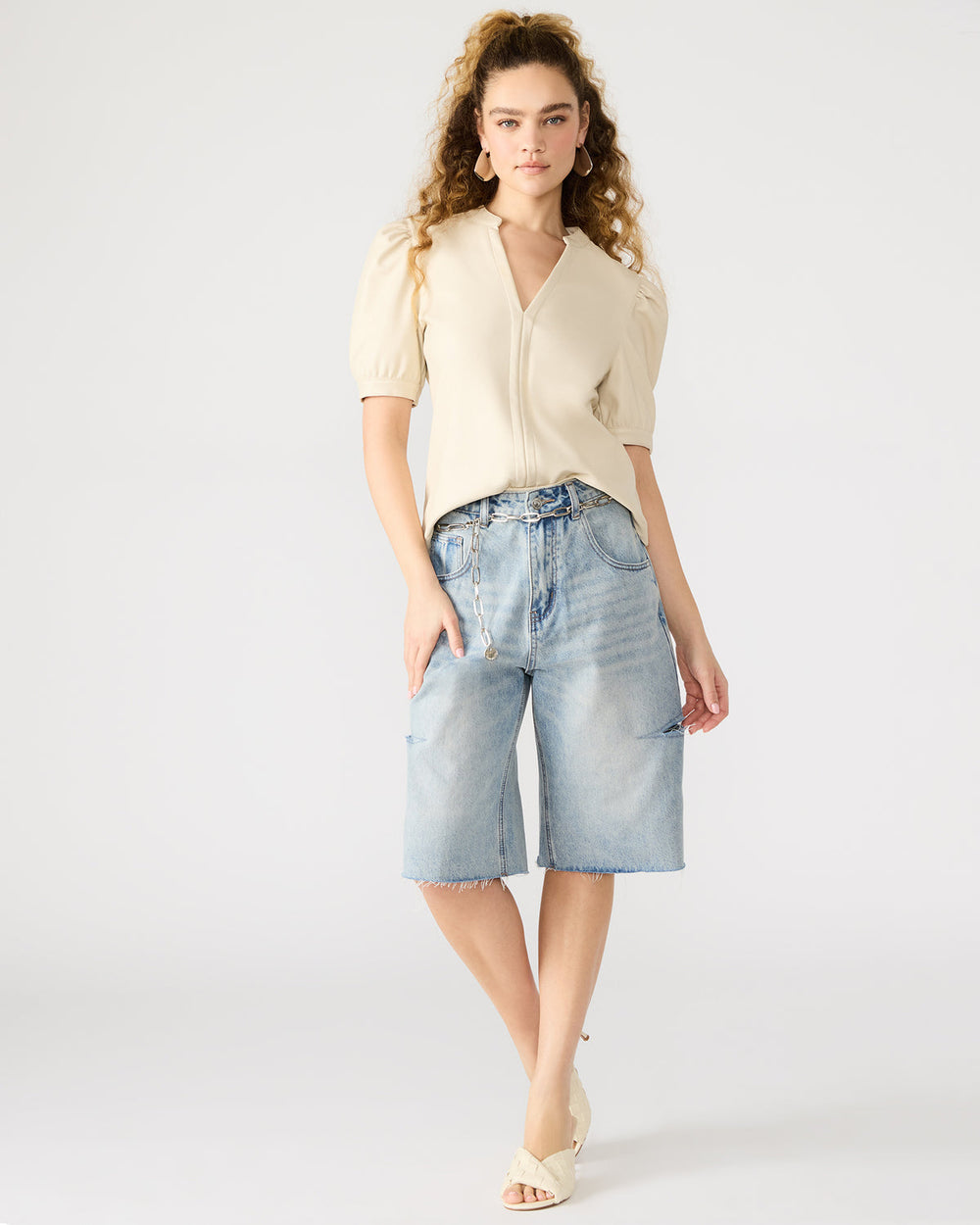 JANE Bone Women's Short-Sleeved Suede Top