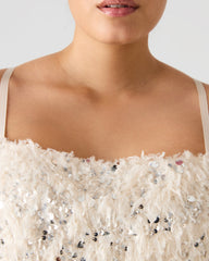 BLAKELYN Ivory Feather Sequin Embellished Women's Top