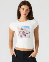 GOLDIE Antique Short-Sleeved Graphic Tee Form-Fitting Women's Top