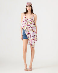 MARGAN Petal Paisley Sleevelss Asymmetrical Flowy Women's Top