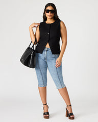 WESLEY Top Black Button-Up Vest Top