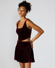 ARYANNA Wine Cropped Velvet Women's Top