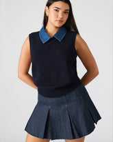 JEANE Sweater Vest Knit Collared Sleeveless Women's Top