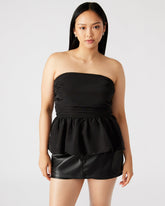 AMARI Top Black | Women's Bubble-Hem Taffeta Strapless Top