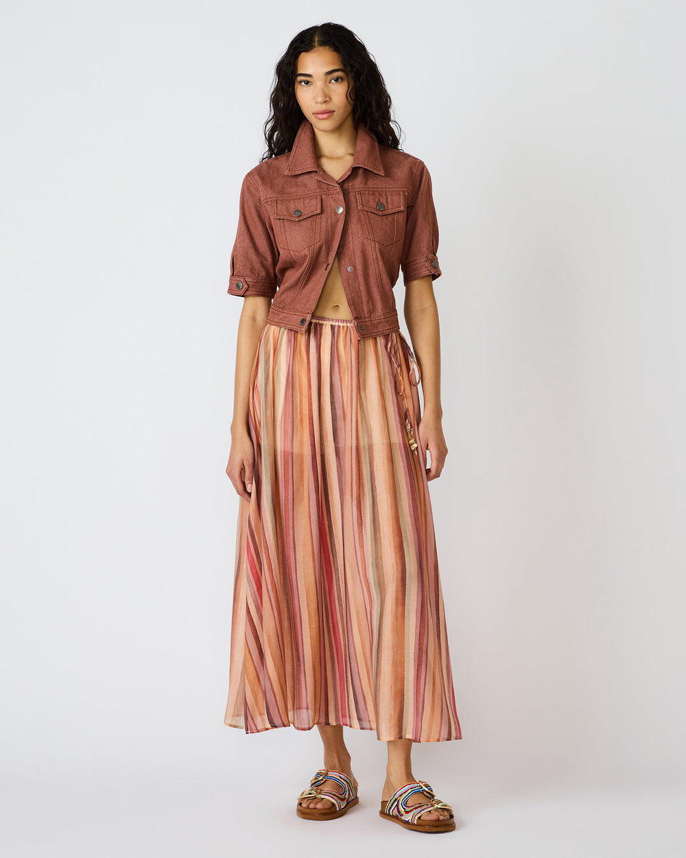 SHILLOH Stripe Detail Flowy Women's Maxi Skirt