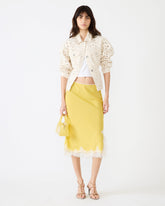CINTHIA Golden Lime Lace Trime Women's Midi Skirt