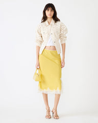 CINTHIA Golden Lime Lace Trime Women's Midi Skirt
