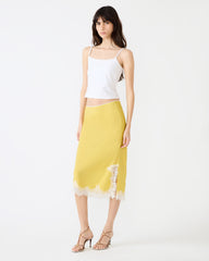 CINTHIA Golden Lime Lace Trime Women's Midi Skirt