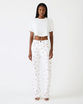 SYDNEE Floral Jean Wide-Leg Denim Multi-Colored Floral Print Women's Bottom