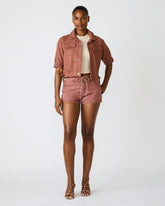 CALLISTO Rust Lace-Up Denim Women's Shorts