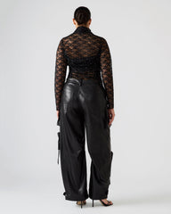 Vegan Leather Duo Black Women's Utility Cargo Pants