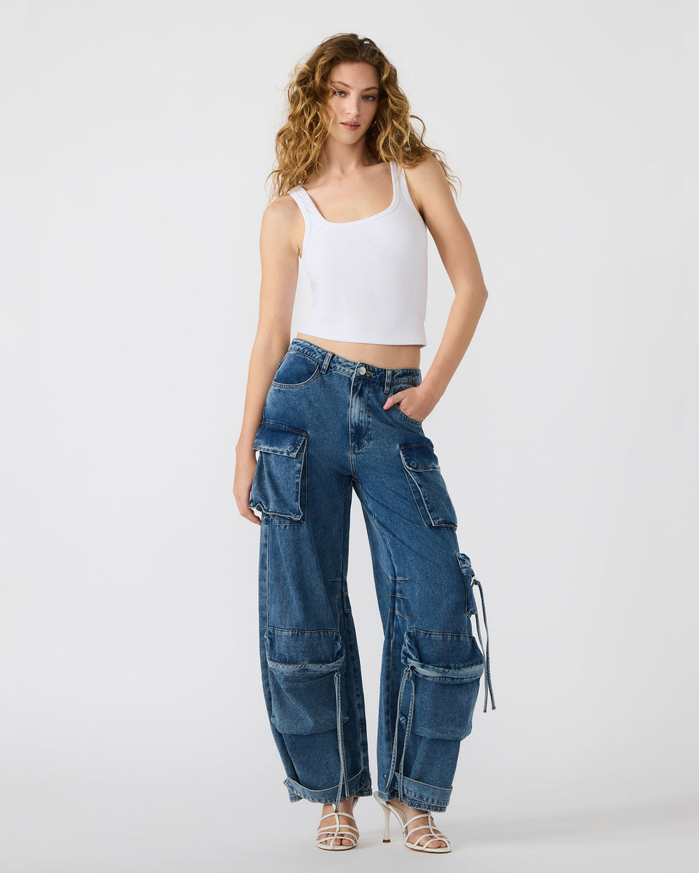 DUO Medium Denim Women's Utility Cargo Pants