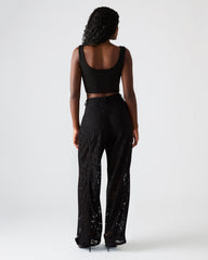 TRE Lace Black Mesh Barrel Low-Rise Women's Pant
