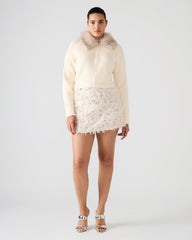 CINDI Ivory Feather Embellished Women's Skirt