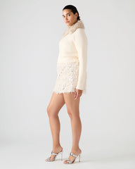 CINDI Ivory Feather Embellished Women's Skirt