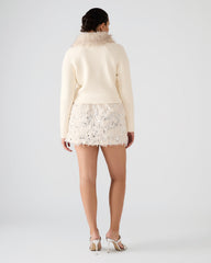 CINDI Ivory Feather Embellished Women's Skirt